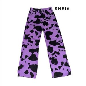 Shein • Cow Print Wide Leg Jeans